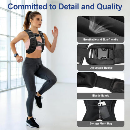 Weighted Vest with Two Adjustment Straps for Men Women, 8lbs/12lbs/16lbs/20lbs Weight Vest with