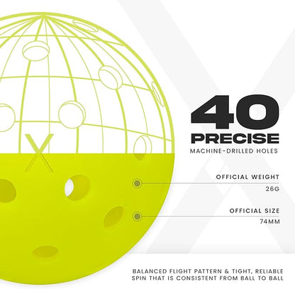 Franklin Sports X-40 Outdoor Pickleballs - Official Ball of USA Pickleball, APP Tour + US Open - Regulation Size