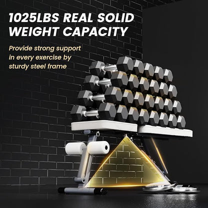 Adjustable Weight Bench for Home Gym,1025 LB Stable Workout Benches for Full Body Strength Training,Dumbbell Exercise,3 Sec Fast Folding Sit up Bench