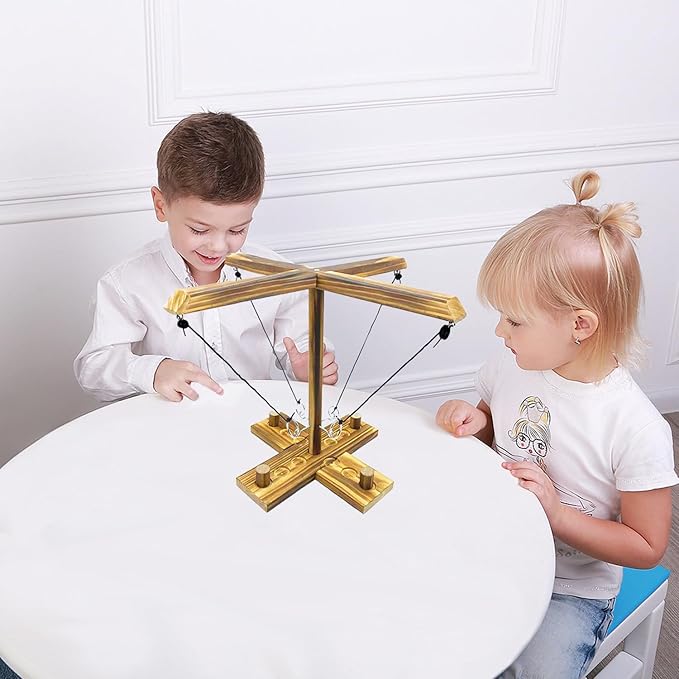 Hook Toss Game, Ring Toss Game, Handmade Wooden Ladder, Throwing Hook and Ring Battle Game for Family