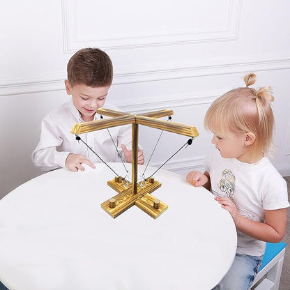 Hook Toss Game, Ring Toss Game, Handmade Wooden Ladder, Throwing Hook and Ring Battle Game for Family
