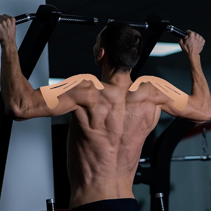 10pcs Shoulder Kinesiology Tapes, Premium Breathable Latex-Free Athletic Muscle Strips Shoulder Kinesiology Tapes Precut Strips for Home Office Fitness Sports