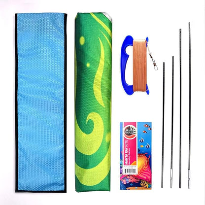 Mint's Colorful Life Devil Fish Kite for Kids and Adults，Easy to Fly Delta Kites Single Line Large, 300ft Kite String Handle Include
