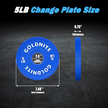 Change Plates Set 1.25LB 2.5LB 5LB Set Fractional Weight Plate Olympic Bumper Plates for Cross Training Steel Insert Strength Training Weight Plates