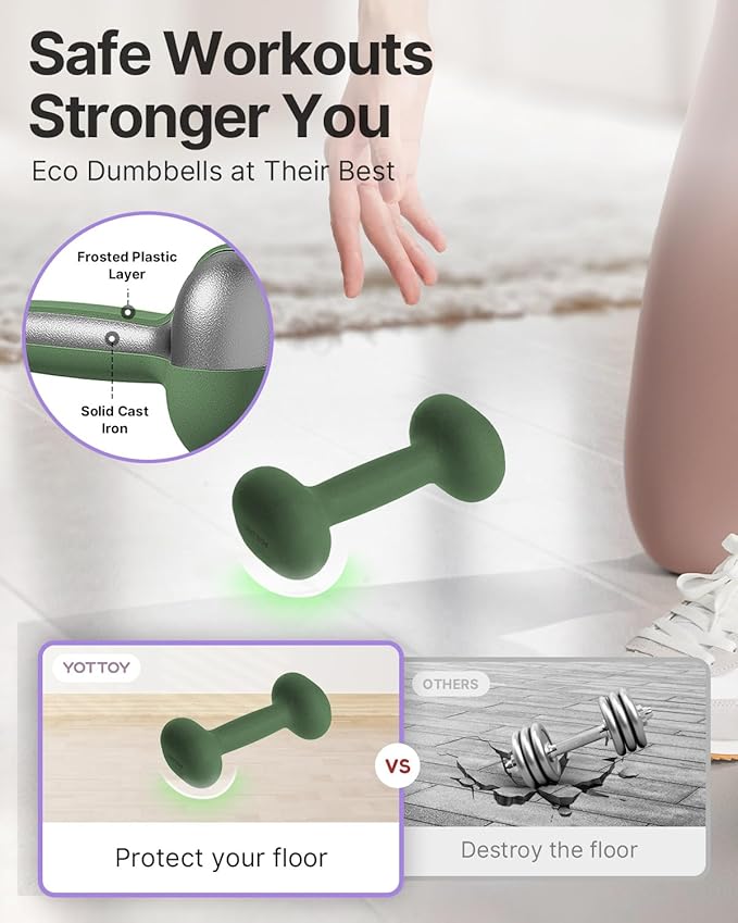 YOTTOY Weights Dumbbells Set for Women,2-15 Pound Dumbbells Set of 2, Non-Slip Hand Weights for Home Workouts, Portable Strength Training Neoprene dumbbells