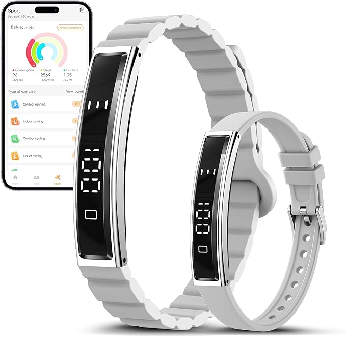 Sleep & Fitness Tracker with 2 Bands, Lightweight Smart Bracelet Wristband for Women Men, 24/7 Heart Rate, Blood Oxygen & Stress Monitor, Waterproof Health Trackers, No Subscription Fee (White)