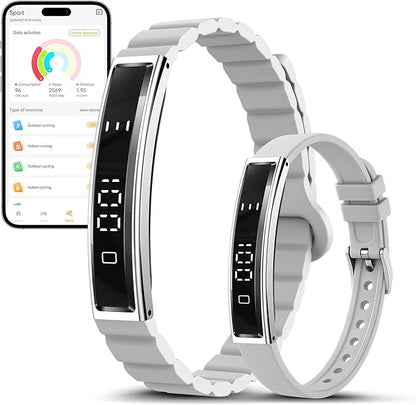 Sleep & Fitness Tracker with 2 Bands, Lightweight Smart Bracelet Wristband for Women Men, 24/7 Heart Rate, Blood Oxygen & Stress Monitor, Waterproof Health Trackers, No Subscription Fee (White)