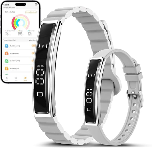 Sleep & Fitness Tracker with 2 Bands, Lightweight Smart Bracelet Wristband for Women Men, 24/7 Heart Rate, Blood Oxygen & Stress Monitor, Waterproof Health Trackers, No Subscription Fee (White)
