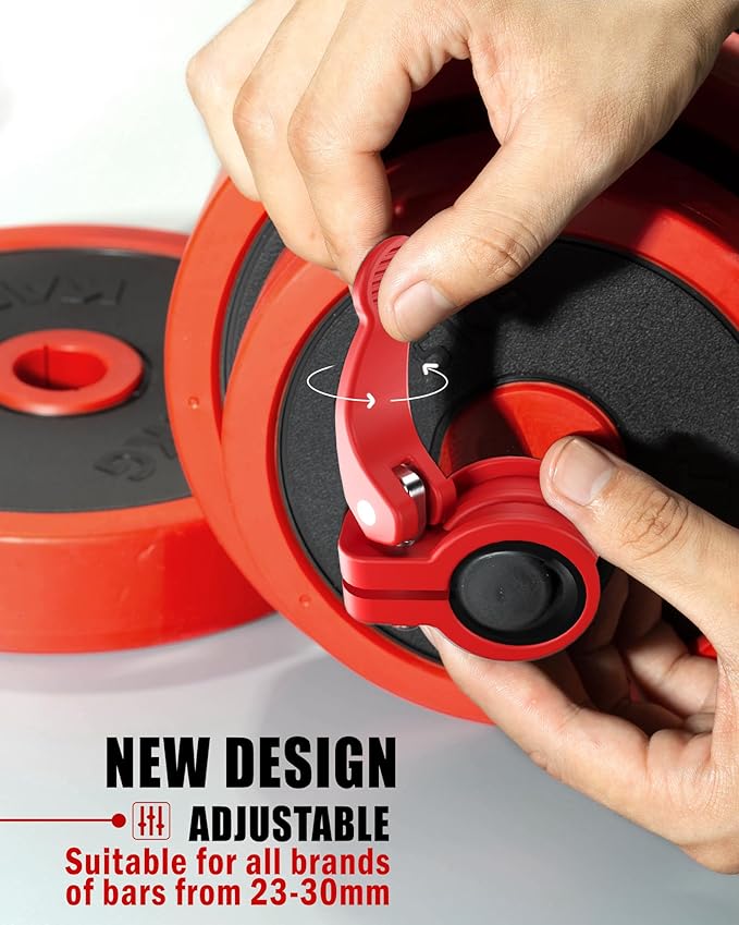 Narrow Barbell Clips 2.5cm Width for Olympic Bars, 0.9-1.18inch Adjustable Weight Clamps, Quick Release Locking Collars for Weightlifting