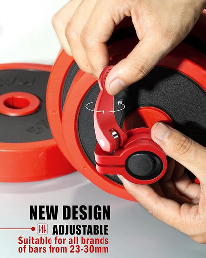 Narrow Barbell Clips 2.5cm Width for Olympic Bars, 0.9-1.18inch Adjustable Weight Clamps, Quick Release Locking Collars for Weightlifting