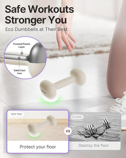 YOTTOY Weights Dumbbells Set for Women,2-15 Pound Dumbbells Set of 2, Non-Slip Hand Weights for Home Workouts, Portable Strength Training Neoprene dumbbells