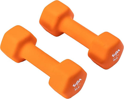 JFIT Dumbbell Pairs or Sets – Neoprene & Vinyl Coated Hand Weights for Home Gym, Strength Training, Aerobics, Cardio Exercise and Fitness