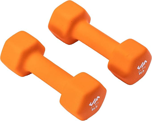 JFIT Dumbbell Pairs or Sets – Neoprene & Vinyl Coated Hand Weights for Home Gym, Strength Training, Aerobics, Cardio Exercise and Fitness