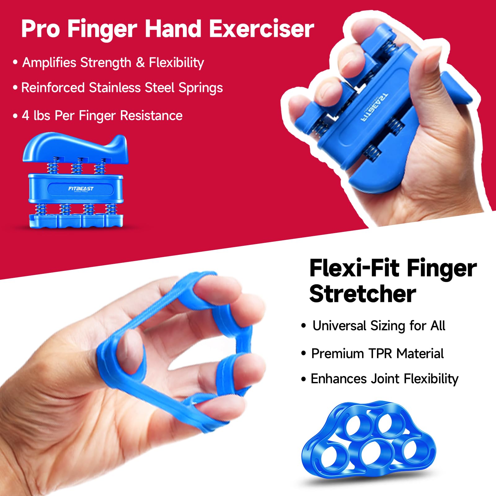 FitBeast Grip Strengthener Forearm Strengthener Hand Grips Strengthener Kit - 5 Pack Adjustable