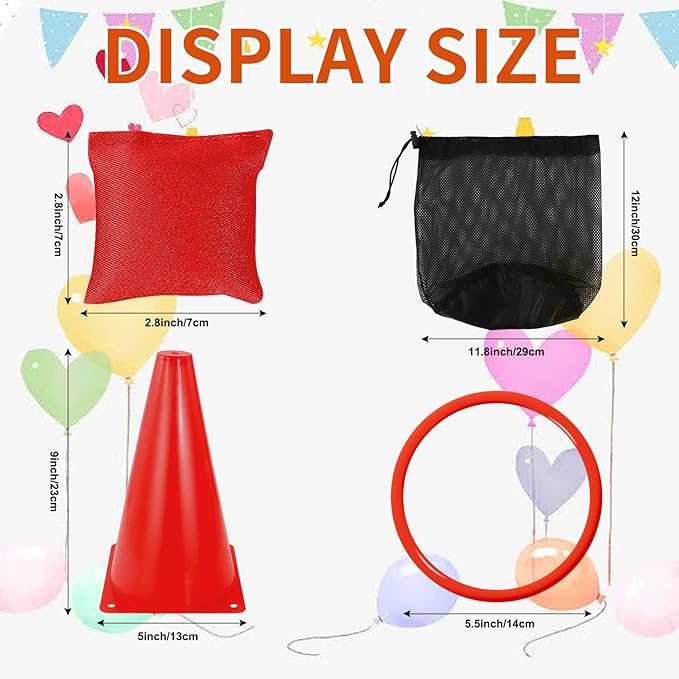 31PCS 3 in 1 Ring Toss Game Carnival Combo Set,Soft Plastic Cones Bean Bags Ring Toss Games,Carnival Games for Kids Adults Birthday Party Throwing Backyard Lawn Game Indoor Outdoor Games Supplies