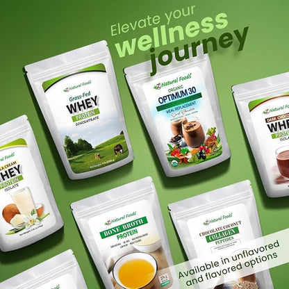 Z Natural Foods Grass-Fed Whey Protein Concentrate - Clean Whey Protein Powder from New Zealand - Cold Processed Pure Whey Protein with Essential Amino Acids for Nutrition & Fitness, Unflavored, 2 lbs