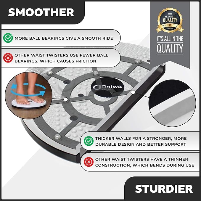 Daiwa Felicity Figure Trimmer Ab Twister Board - Waist Twister Machine for Core & Abs Exercise - Waist Twisting Fitness Tool, Dizzy Disc Twist Board for Slimming Workout with 8 Magnets Reflexology