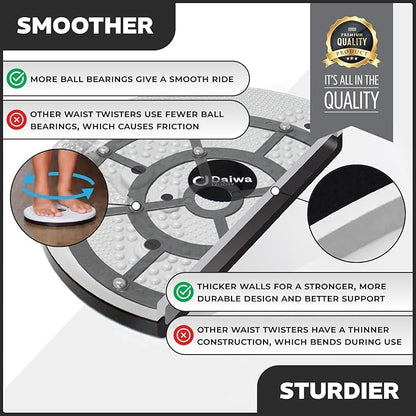 Daiwa Felicity Figure Trimmer Ab Twister Board - Waist Twister Machine for Core & Abs Exercise - Waist Twisting Fitness Tool, Dizzy Disc Twist Board for Slimming Workout with 8 Magnets Reflexology