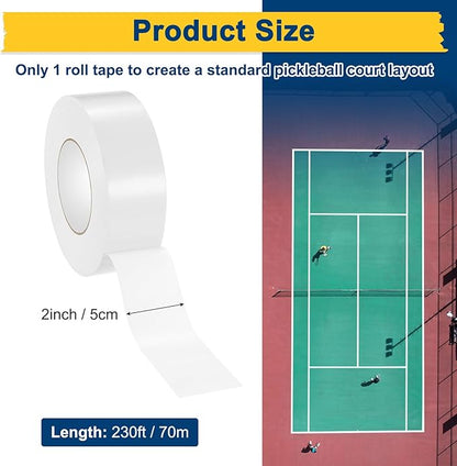 Pickleball Court Tape, Outdoor Pickleball Lines, No Residue Court Marking Kit for Temporary/Gym/Tennis/Driveway/Badminton/Backyard/Sport