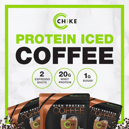 Chike High Protein Iced Coffee Sampler Pack and Mocha Bundle, 20 G Protein, 2 Shots Espresso, 1 G Sugar, Keto Friendly and Gluten Free, 14 Serving Bag and 6 Sample Packets, 20 Servings
