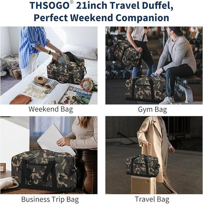 21 inch Gym Bag for Men - 40L Travel Duffel Bag Sport Duffle Bags for Weekend Overnight with Bottom Support (Camouflage)