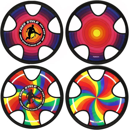 Outdoor Two Soft Frisbee Throwing Disc, Flying Disc, Flying Saucer for Man and Woman in Yard, Beach, Lawn, Camping, Pool (Halo+Rainbow)