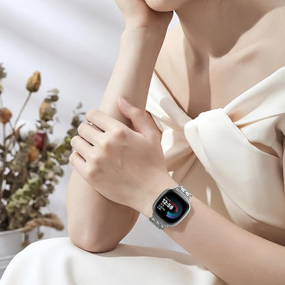 Braided Band Compatible with Fitbit Versa 4 Bands for Woman/Versa 3/Sense 1/Sense 2 Band, Magnetic Clasp Fabric Nylon with Designer Interlock Buckle Straps for Fitbit Versa4/3/Sense1/2