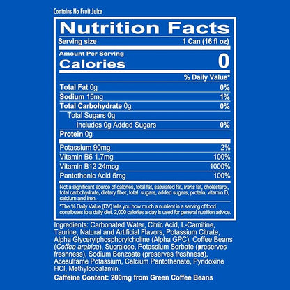 REDCON1 Energy High Performance Drink, Freedom Frost - Zero Sugar Energy Drink with Alpha GPC Nootropic - 200mg Natural Caffeine from Green Coffee Beans - Vitamin B6, B12 & B5 to Boost Mood (12 ct)