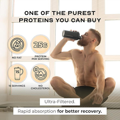 Muscle Feast Grass-Fed Whey Protein Isolate, All Natural Hormone Free Pasture Raised, Whey Isolate Protein Powder for Men and Women, Clean, Gluten-Free, Delicious Isolate Protein - Vanilla, 1lb