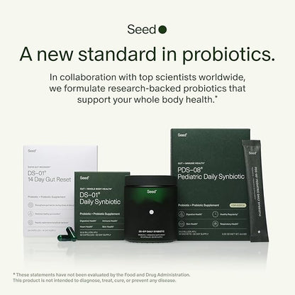 Seed DS-01 Daily Synbiotic - Prebiotic and Probiotic for Women & Men - Digestive Health, Gut Health, Immune Support, Bloating & Constipation Relief - Vegan & Shelf-Stable - 60 Capsules (30-Day Supply)
