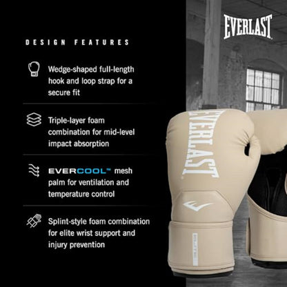 Everlast Elite 2 Womens Boxing Gloves | Heavy Bag Training | Tan | 12oz