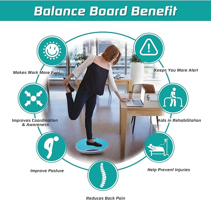 NALANDA Wobble Balance Board, Core Trainer for Balance Training and Exercising, Healthy Material Non-Skid TPE Bump Surface, Stability Board for Kids and Adults