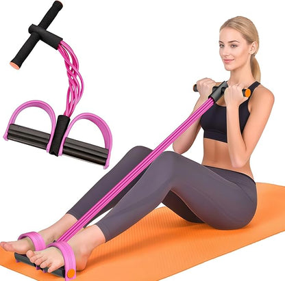 Resistance Bands with Handles, 6-Tubes Elastic Foot Pedal Resistance Bands, Natural Rubber Ankle Puller Sit-up Exercise, Multifunction Fitness Bands for Abdomen, Waist, Arm, Leg Stretching Training