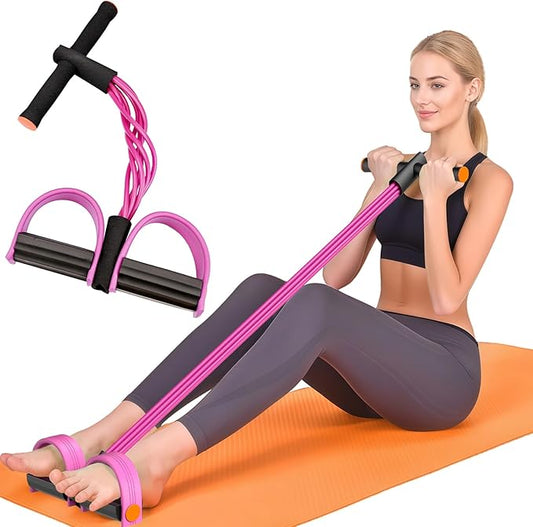 Resistance Bands with Handles, 6-Tubes Elastic Foot Pedal Resistance Bands, Natural Rubber Ankle Puller Sit-up Exercise, Multifunction Fitness Bands for Abdomen, Waist, Arm, Leg Stretching Training