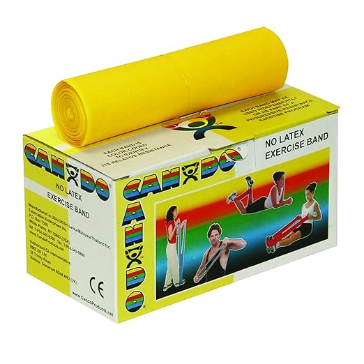 CanDo 10-6311 Sup-R Latex Free Exercise Band, 6 yd Roll, Yellow-X-Light