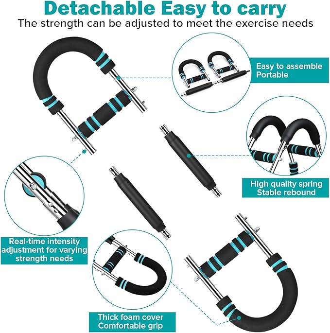 Twister Arm Exerciser 60-110lb Home Fitness Equipment Men's Strength Training Adjustable Spring Exercise Bar Chest Workout Equipment（Suitable for Stronger Men）