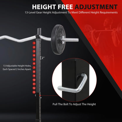 F2C Max Load 550Lbs Pair of Adjustable Squat Rack 41"-66" Sturdy Steel Barbell Rack Free Bench