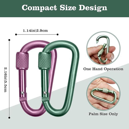 Carabiner, 2 inch D-Ring Locking Carabiner Clip, Snap Hook Sport Accessories for Outdoor Camping Hiking