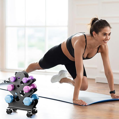 Dumbbell Rack Stand Only(Dumbbells Not Included) - Dumbbell Storage Rack with/without Wheels, Space Saver for Home Gym.