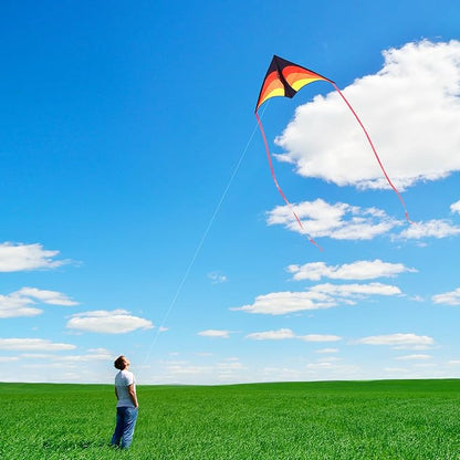 Large Delta Kite for Kids & Adults - Easy to Fly Outdoor Kites for Kids Ages 8-10, Perfect for Beach & Family Activities, Includes Line & Handle