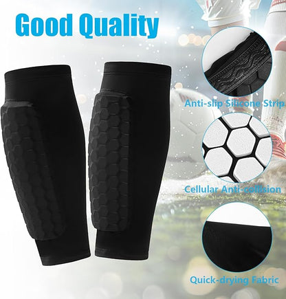 Soccer Shin Guards Shin Pads for Kids Youth Adult, Calf Compression Sleeve with Honeycomb Pads, Support for Shin Splint Baseball Boxing Kickboxing MTB