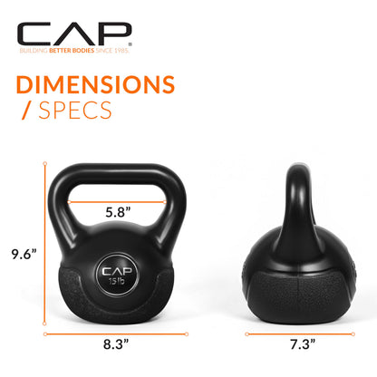 CAP Barbell 45 LB Cement Kettlebell Set – 10 lb, 15 lb & 20 lb Vinyl-Coated Kettlebells for