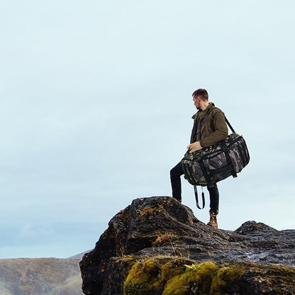 55L Large Travel Gym Duffle Bag Military Tactical Backpack, Army Pack 3 Day Bug Out Bag Rucksack for Outdoor Sport Hiking Camping with Molle System, Black Camo