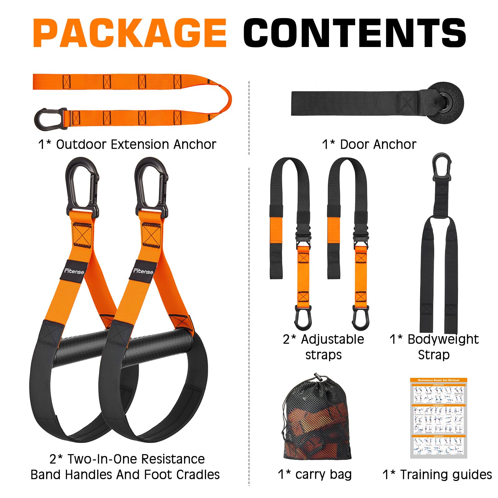 Home Resistance Training Kit, Suspension Trainer Straps with Adjustable Extension, Door Anchor, and