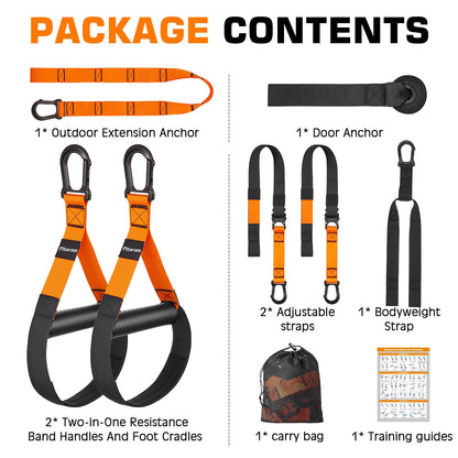 Home Resistance Training Kit, Suspension Trainer Straps with Adjustable Extension, Door Anchor, and