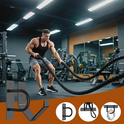 Battle Rope Wall Anchor Kit,Set with 1 Heavy Duty Battle Rope Wall Anchor and 1 Storage Hook,Battle Rope Wall Mount for Home Gym Training