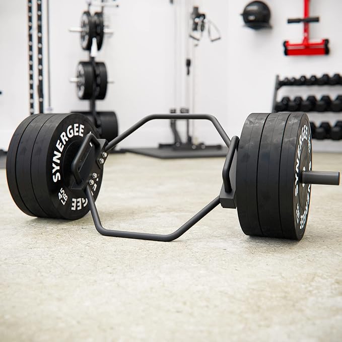 Synergee 20kg and 25kg Chrome or Black Olympic Hex Barbell Trap Bar with Rotating, Flat or Raised Handles for Squats, Deadlifts, Shrugs.