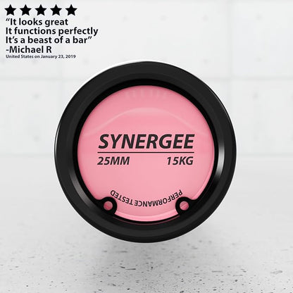 Synergee Regional Olympic 20kg Men’s and 15kg Women’s Hard Chrome & Black Phosphate Barbells. Rated 1500lbs for Weightlifting and Powerlifting.