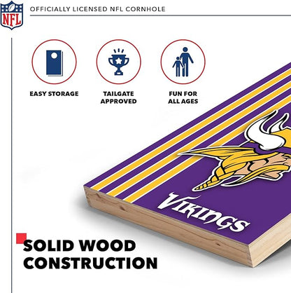 NFL 2' x 3' Solid Wood Cornhole Set with Direct Print HD Team Graphics – Great Gift for Any Football Fan! Bean Bag Toss Family Outdoor Games
