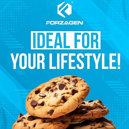 Forzagen Vegan Protein Cookies - Chocolate Chip Flavor | Low Carb Protein Treats, Healthy Snacks, No Artificial Sweeteners and Trans Fat | Plant Based Vegan Snack,10g of Protein per Serving | 12-Pack